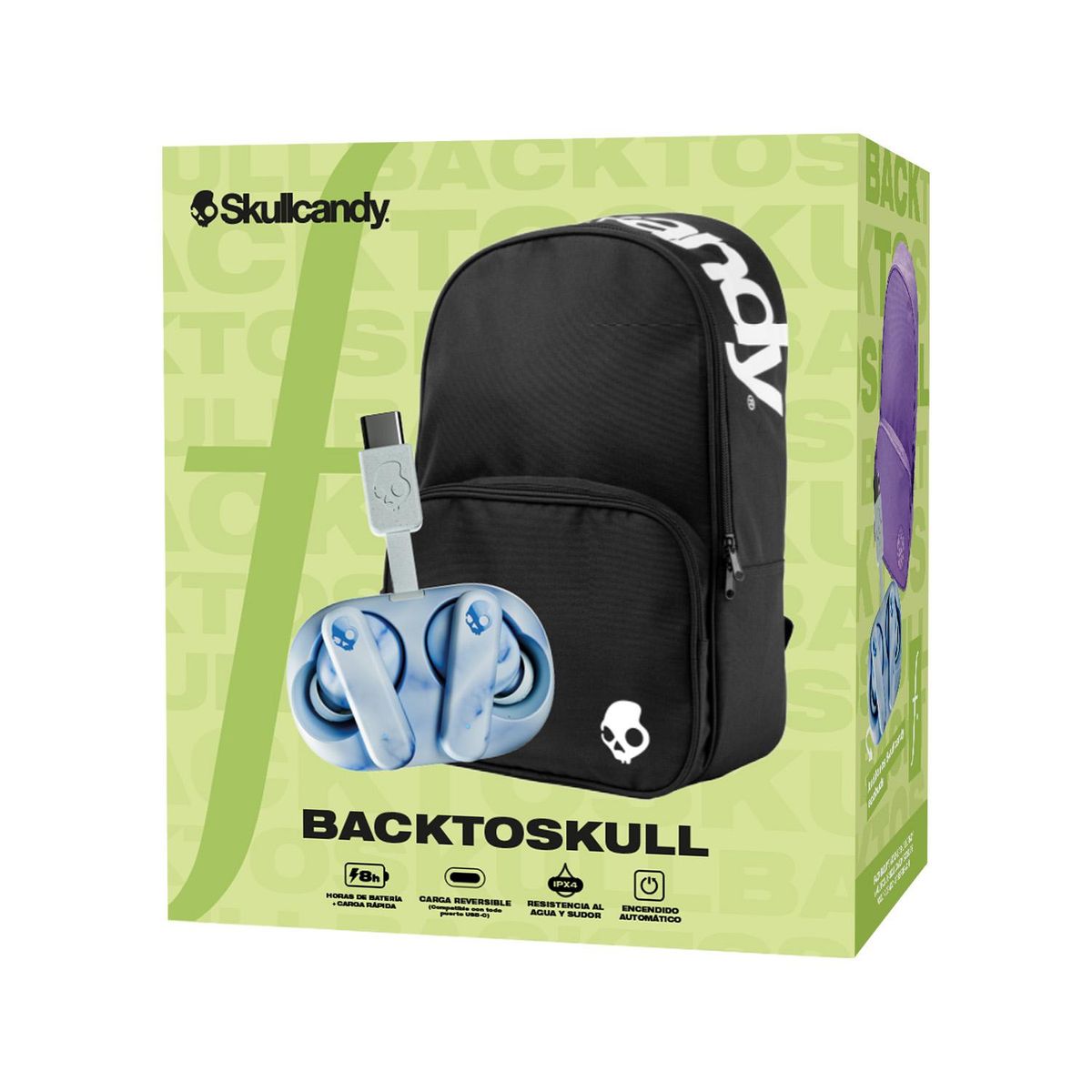 SKULLCANDY - Pack Audifono Skullcandy Ecobuds + Mochila Plain Black
