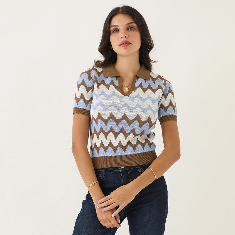 SYBILLA - Top Manga Corta Casual Mujer Sybilla