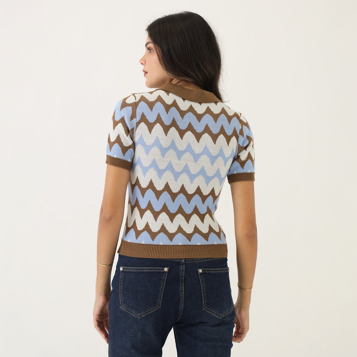 SYBILLA - Top Manga Corta Casual Mujer Sybilla