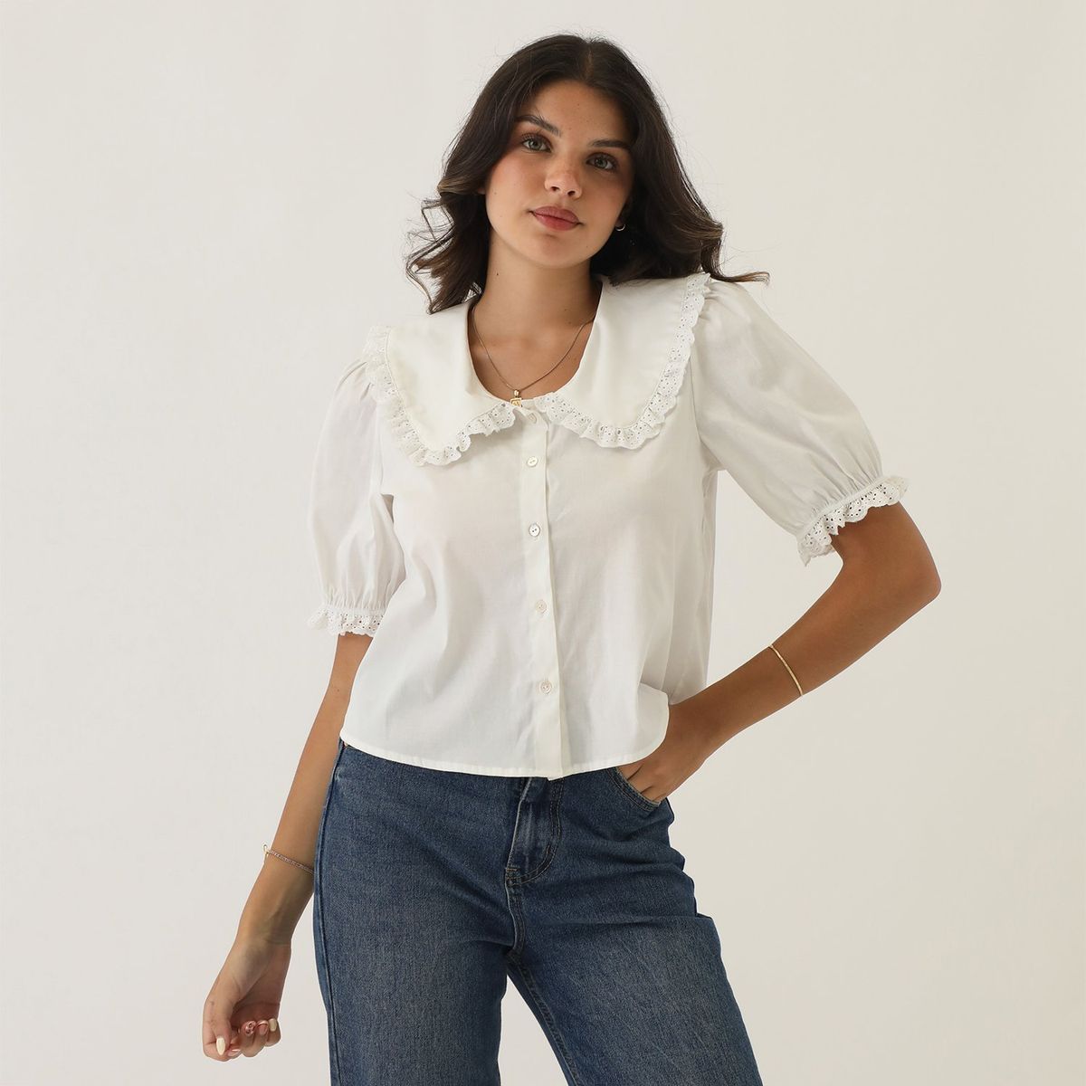 SYBILLA - Blusa Manga Corta Algodón Mujer Sybilla