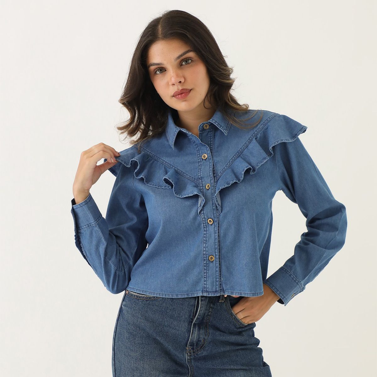 SYBILLA - Camisa Manga Larga 100% Algodón Mujer Sybilla