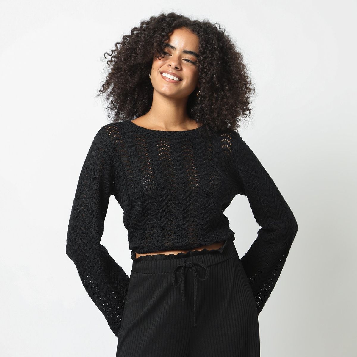 DENIMLAB - Top Manga Larga Casual Mujer Denimlab