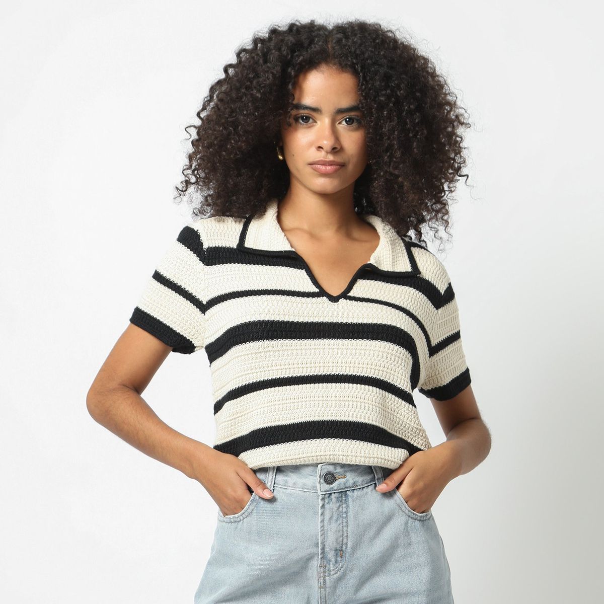 DENIMLAB - Top Manga Corta Casual Mujer Denimlab