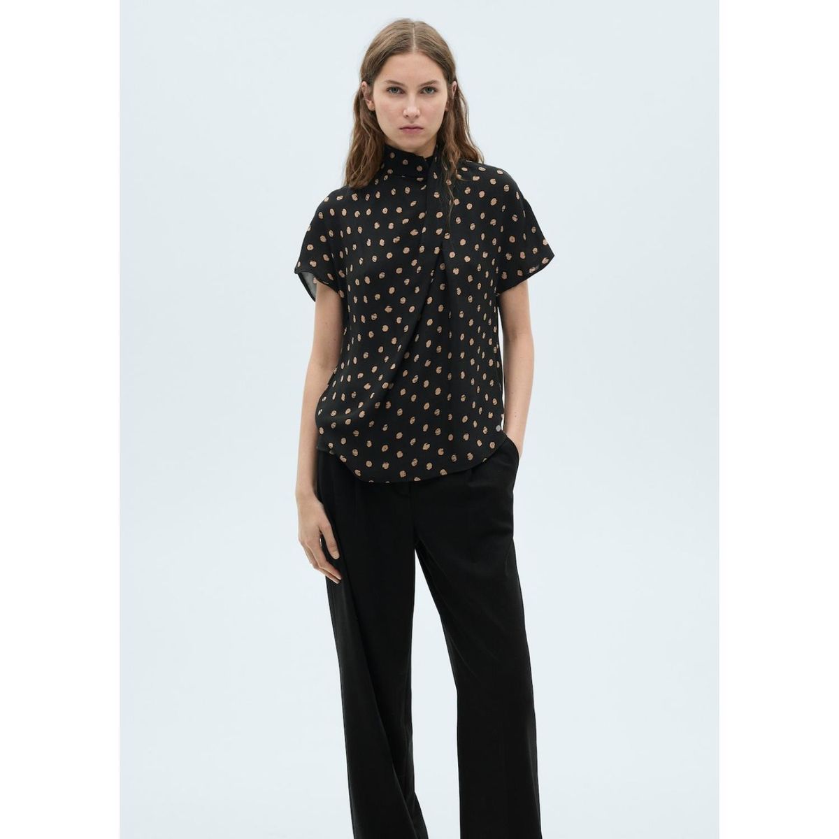 MANGO - Blusa Manga Corta Casual Mujer Mango