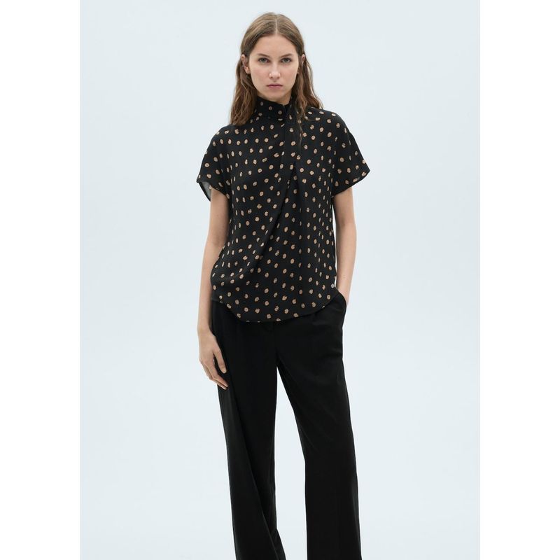 MANGO - Blusa Manga Corta Casual Mujer Mango