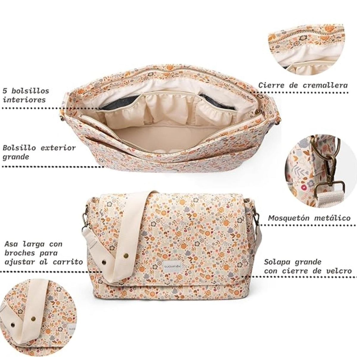 SUAVINEX - Bolso Pañalero Bandolera Rosado Suavinex