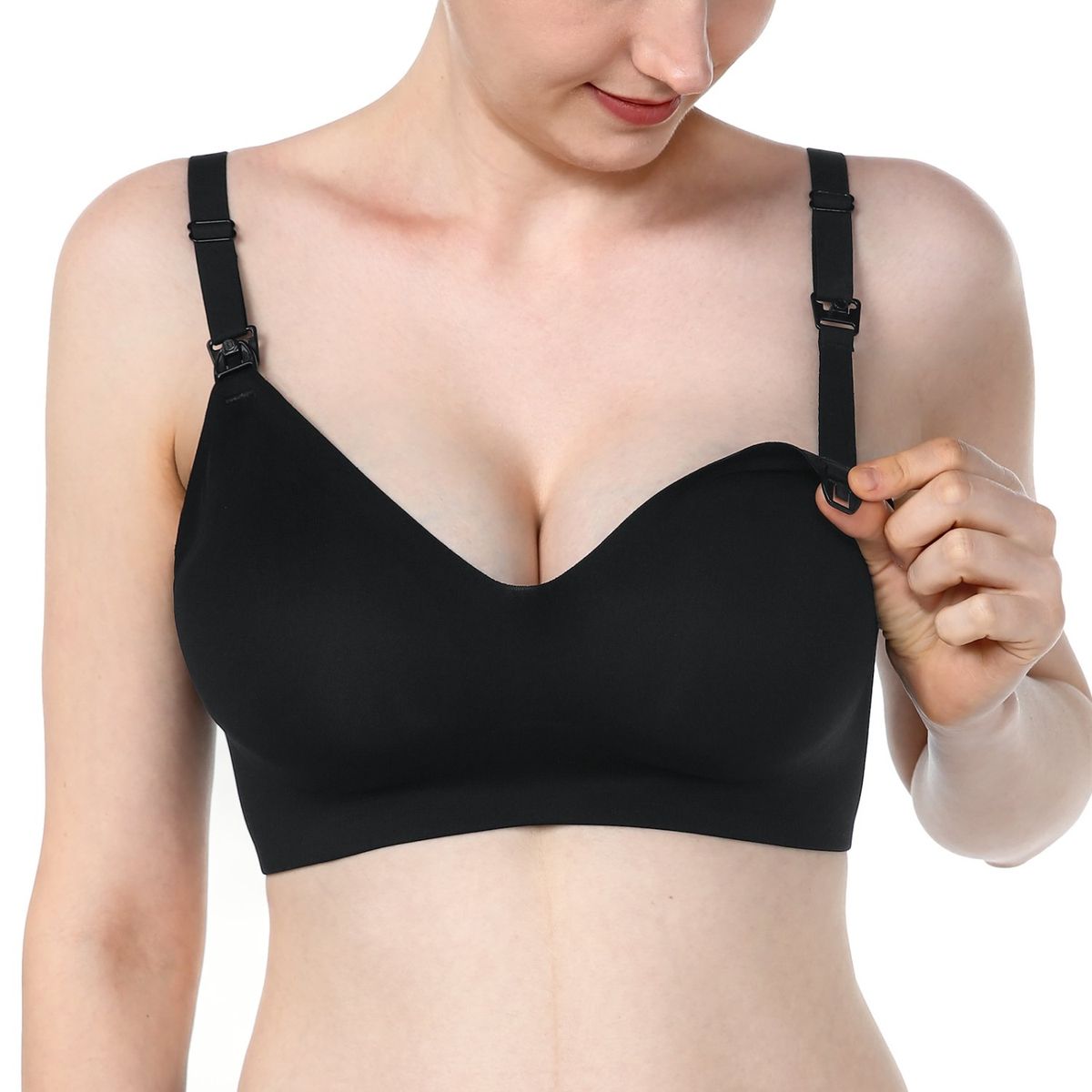 MOMCOZY - Brasier Sujetador de Lactancia Ultra Suave Negro Momcozy