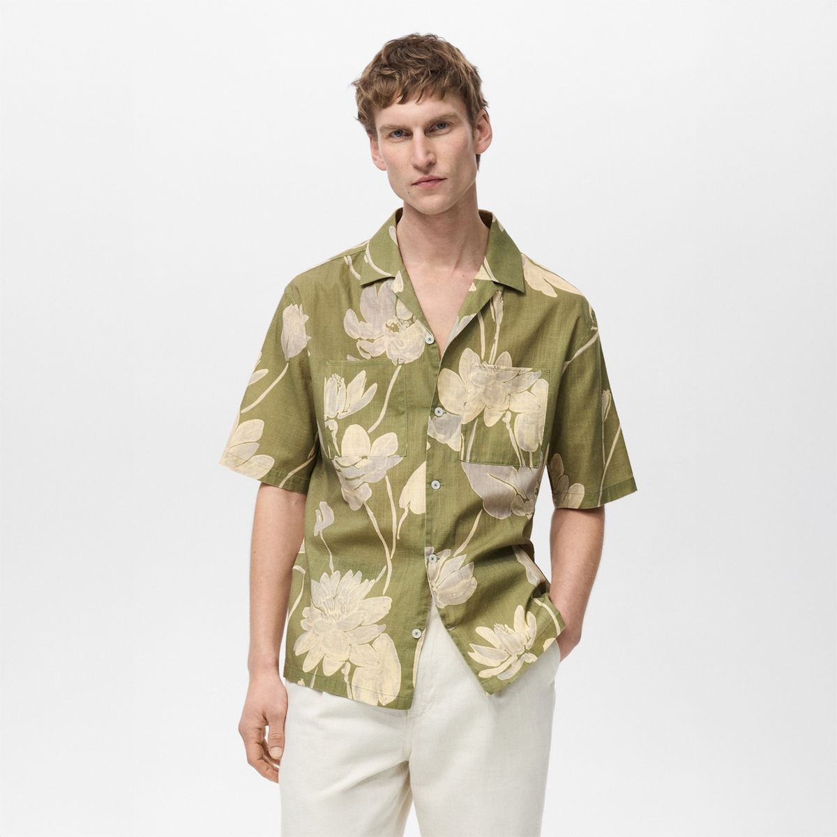 MANGO - Camisa Algodón Estampado Floral Hombre Mango Man