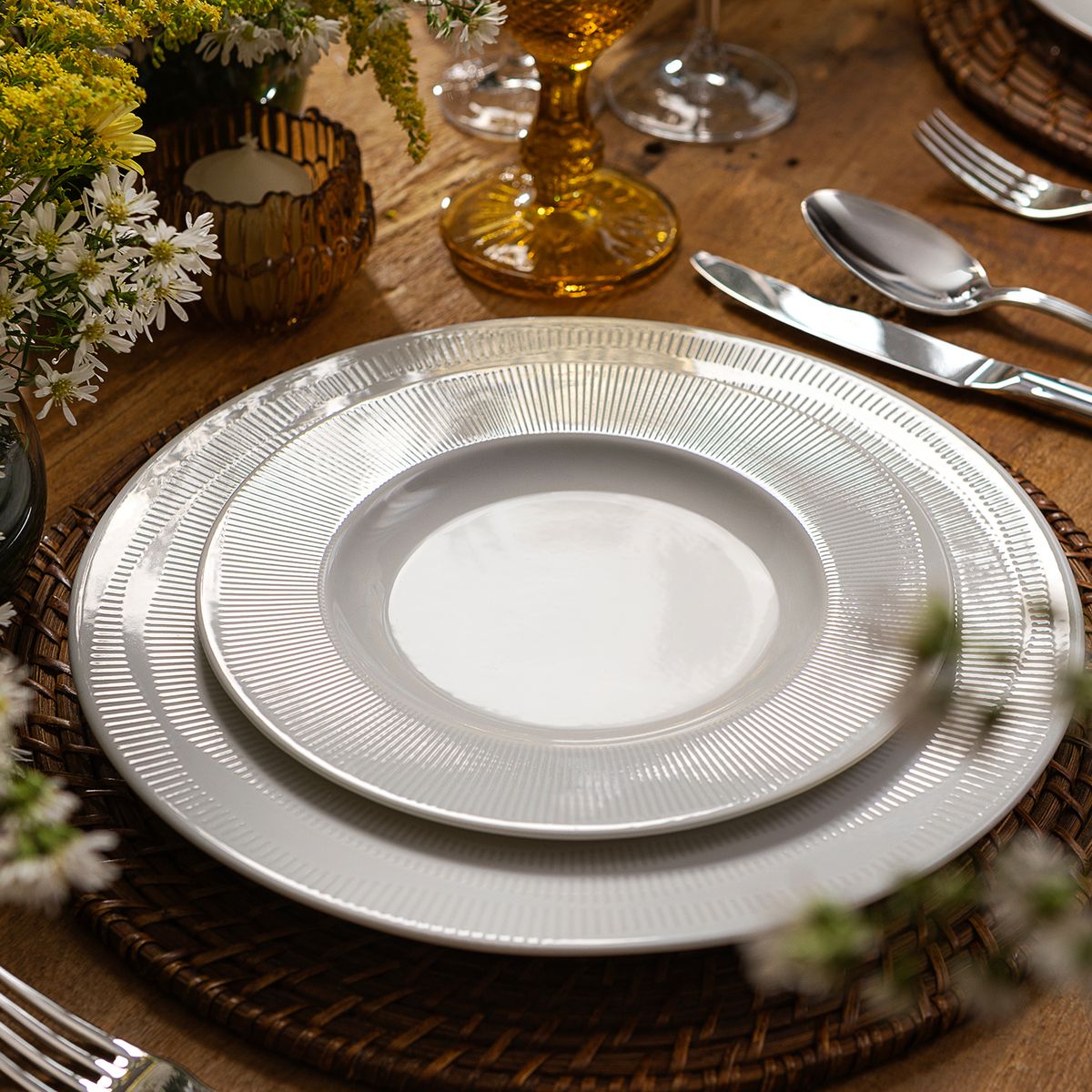 TRAMONTINA - Juego de Platos 12 Piezas Porcelana Nexus