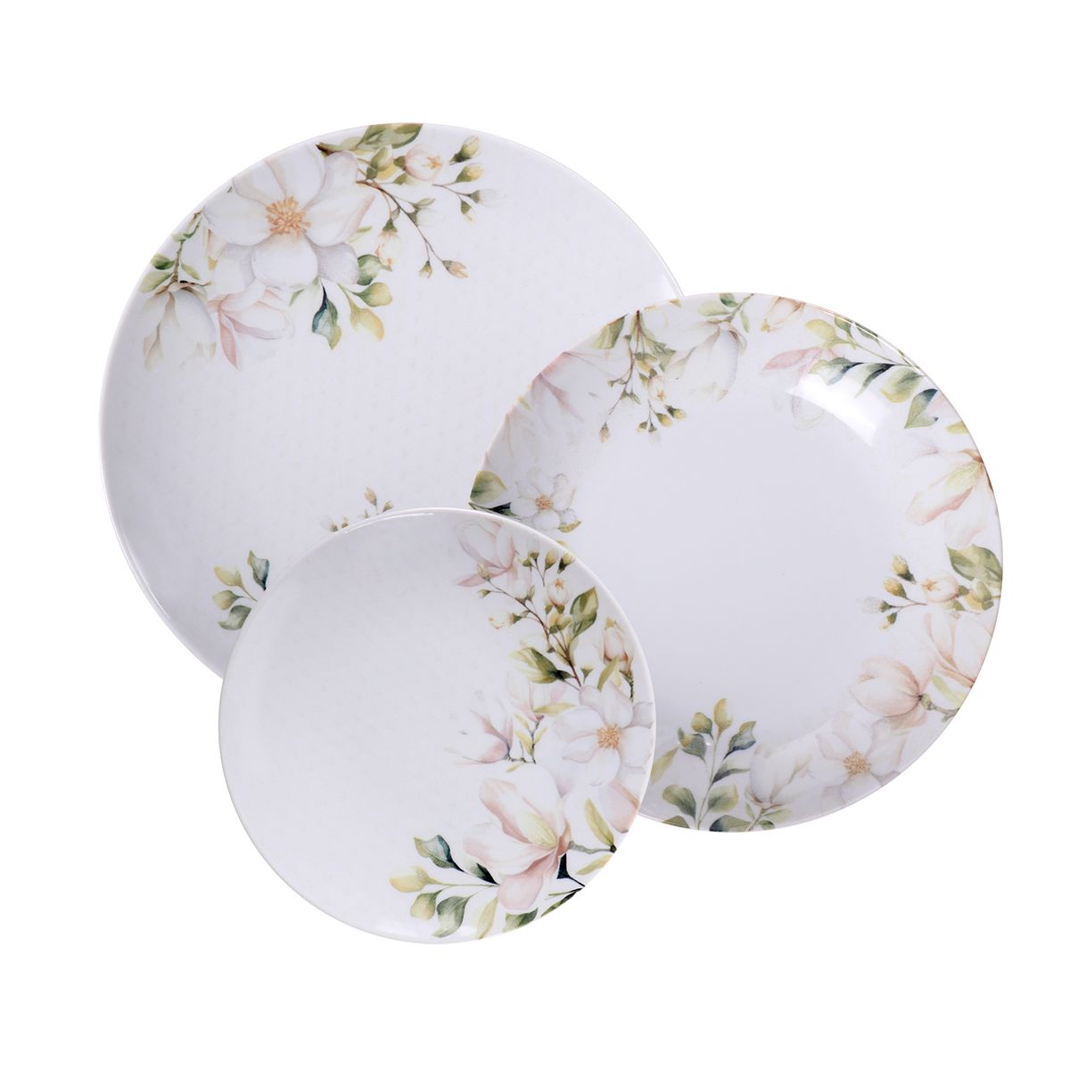 TRAMONTINA - Juego de Platos 12 Piezas Porcelana Magnólia