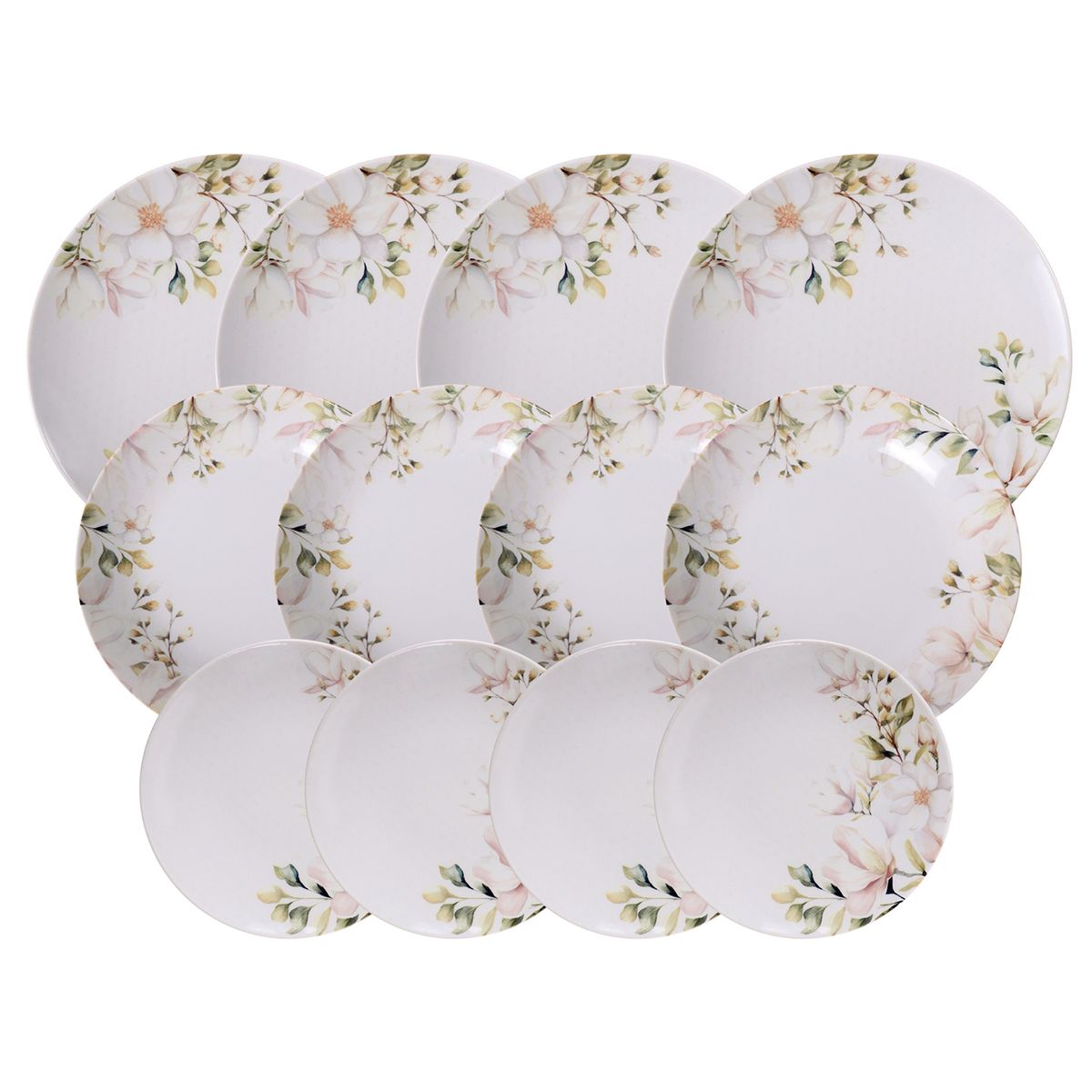 TRAMONTINA - Juego de Platos 12 Piezas Porcelana Magnólia