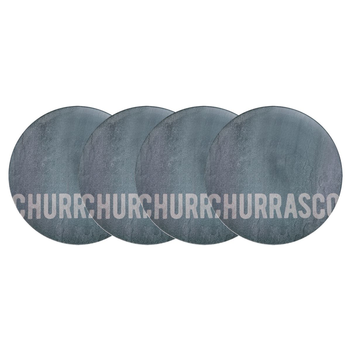 TRAMONTINA - Juego de Platos Raso 4 Piezas Porcelana 28cm Churrasco Stone