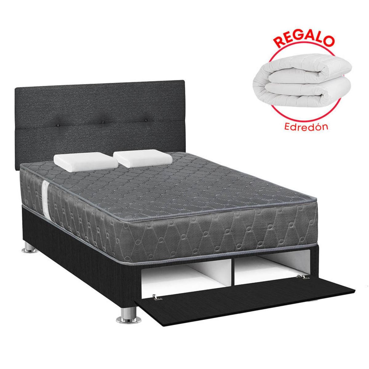 FORLI - Dormitorio Sabanera Acqua 2Plz Gris + Edredón