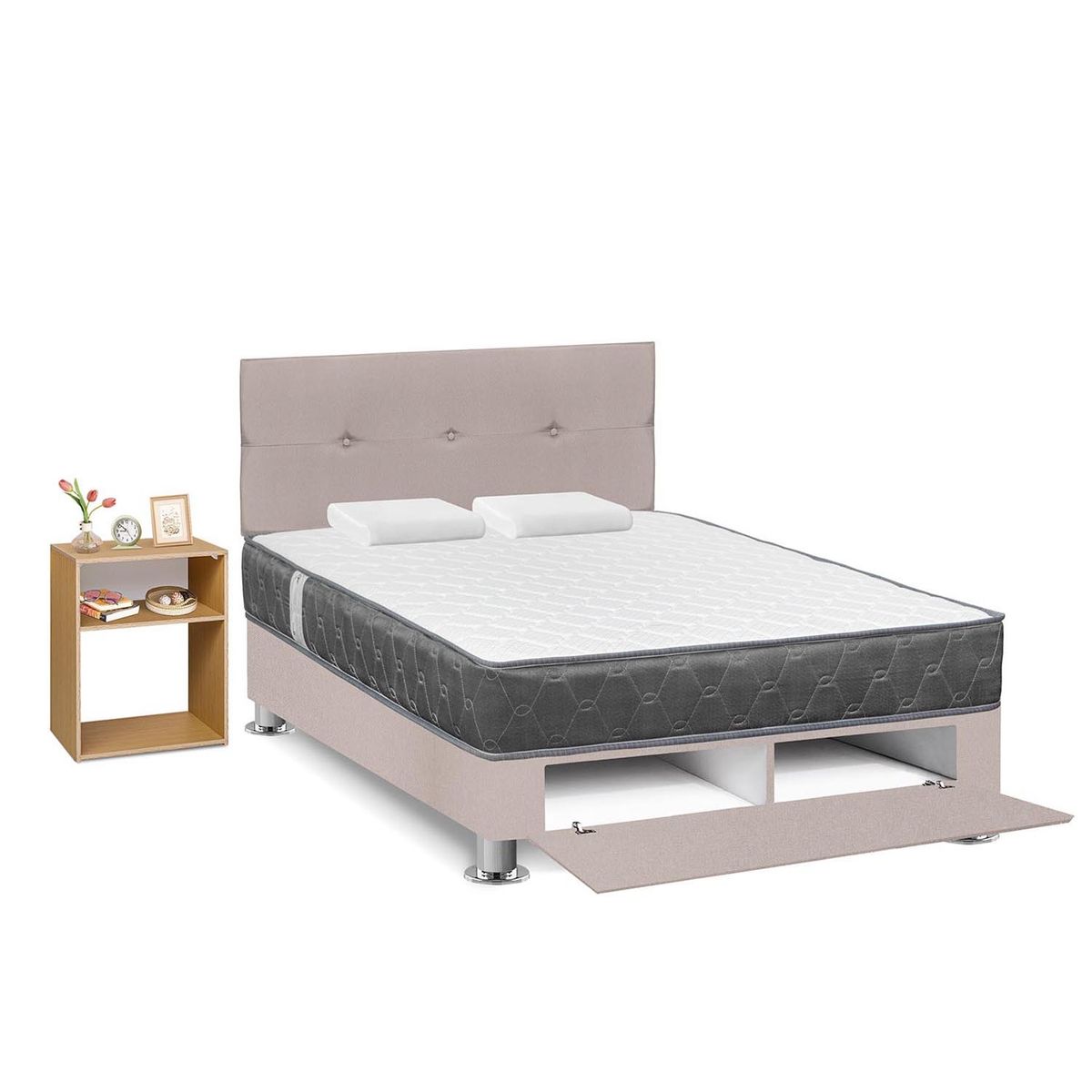 FORLI - Dormitorio Sabanera Acqua 2Plz + Velador Turin Beige