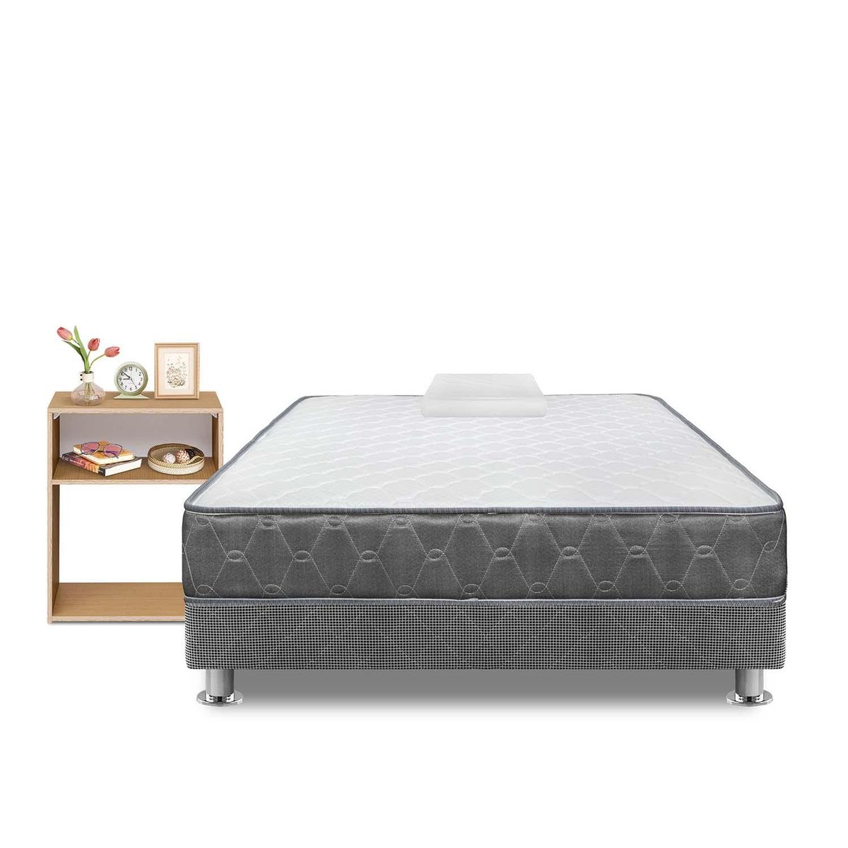 FORLI - Cama Americana Acqua 1.5Plz + Velador Turin Beige