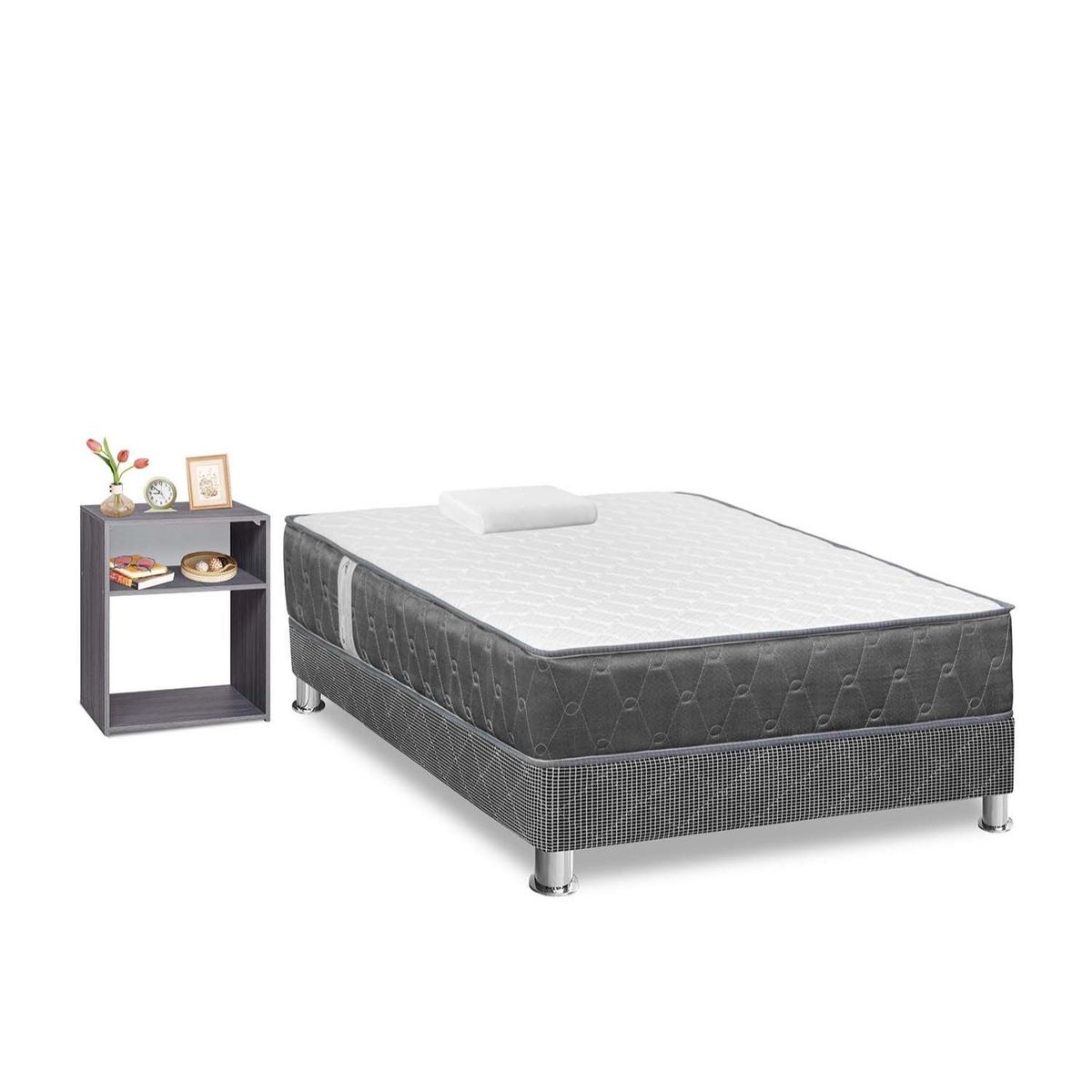 FORLI - Cama Americana Acqua 1.5Plz + Velador Turin Gris