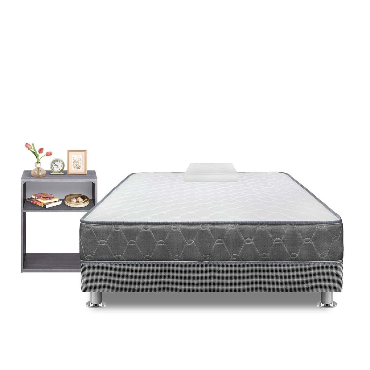 FORLI - Cama Americana Acqua 1.5Plz + Velador Turin Gris