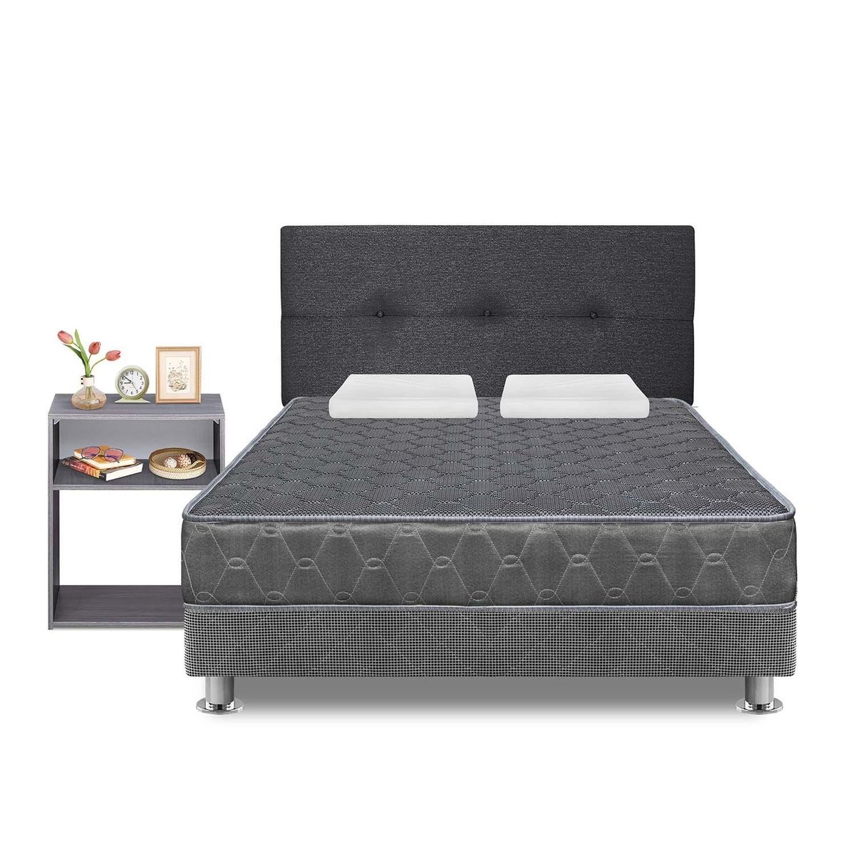 FORLI - Dormitorio Acqua Gris 2Plz + Velador Turin Plomo