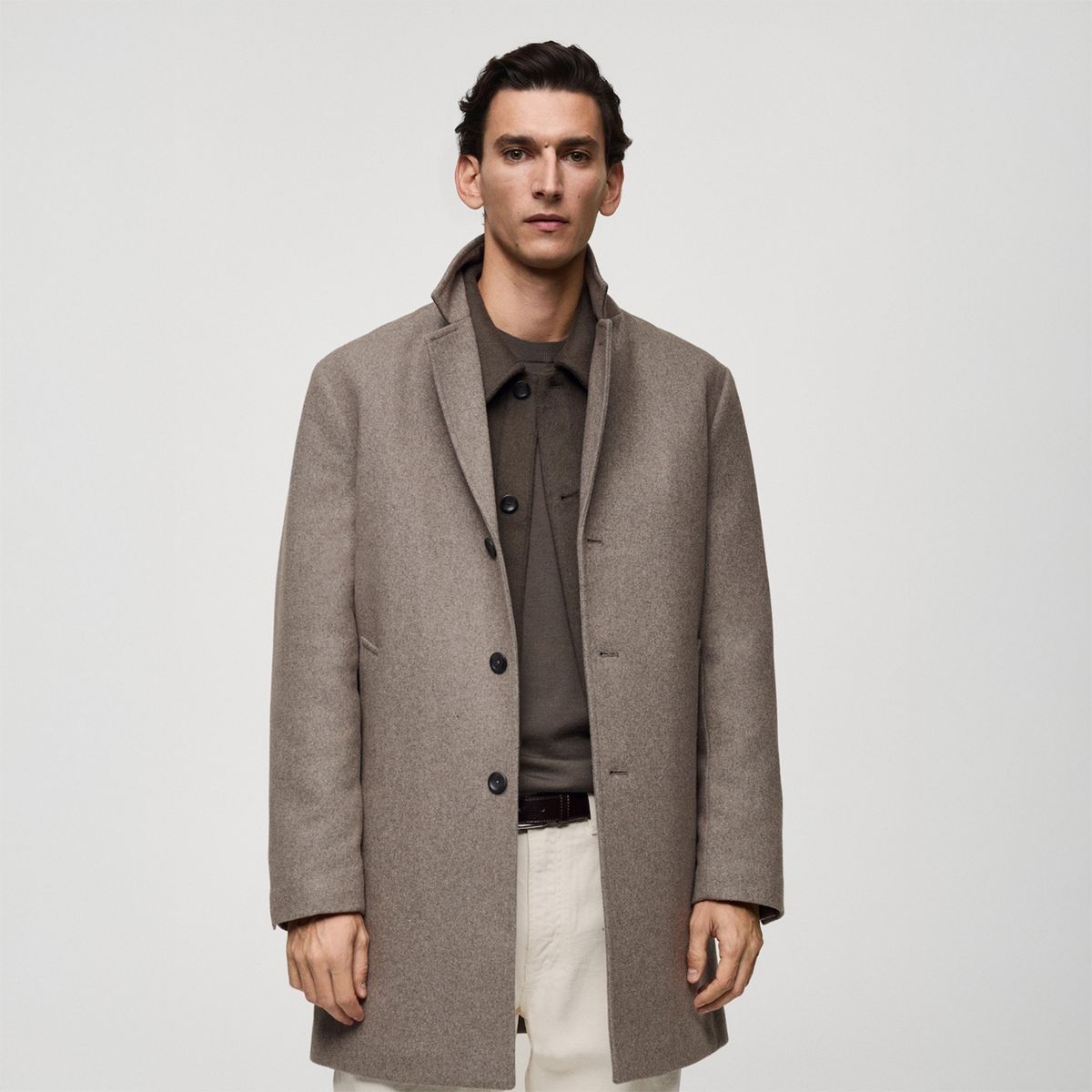 MANGO - Abrigo Lana Interior Acolchado Mango Man