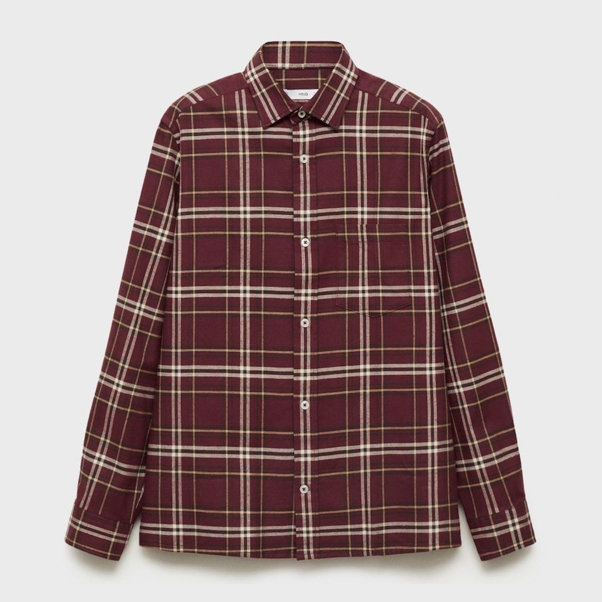 MANGO - Camisa 100% Algodón Franela Cuadros