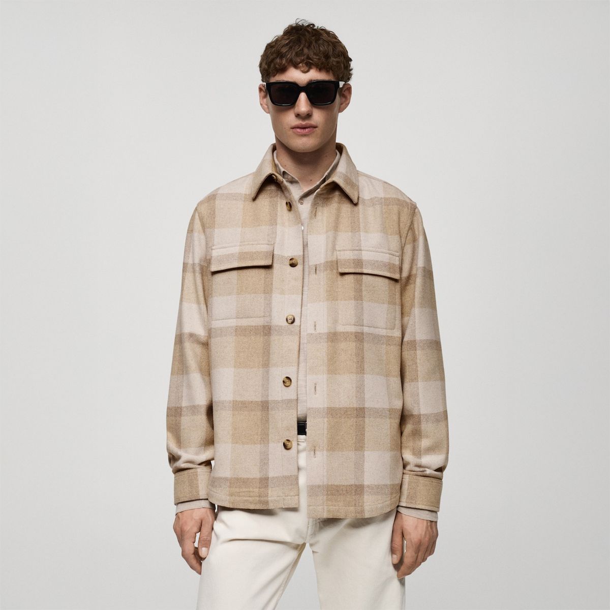 MANGO - Sobrecamisa Lana Franela Cuadros