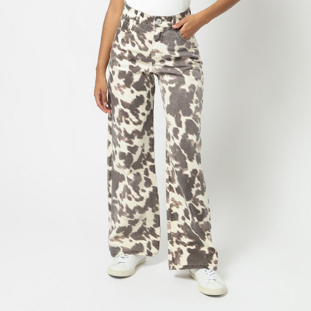 DENIMLAB - Pantalón Cow Print Wide Algodón Mujer Denimlab