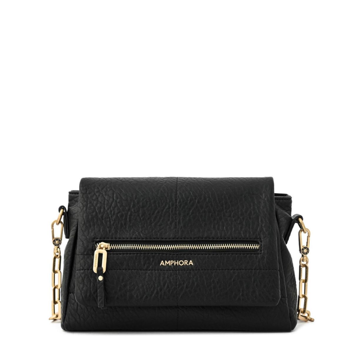 AMPHORA - Crossbody Elena Negro Y Textura