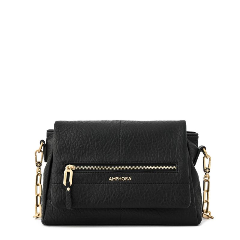 AMPHORA - Crossbody Elena Negro Y Textura