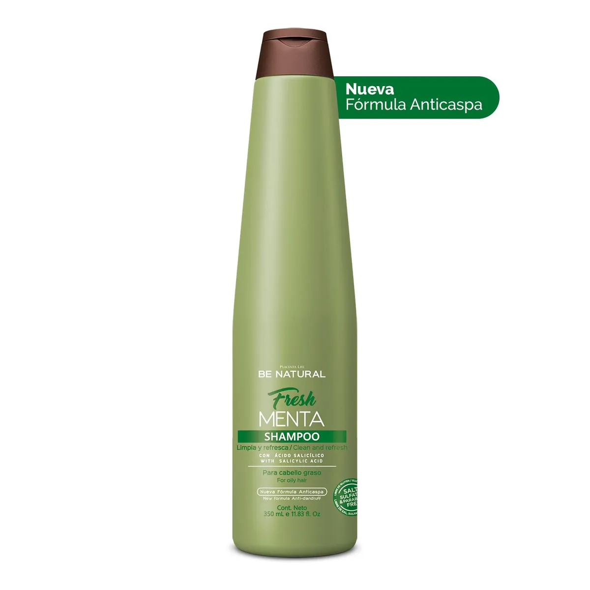 BE NATURAL - Shampoo Para Cabello Con Caspa Y Graso Fresh Menta 350ml Be Natural