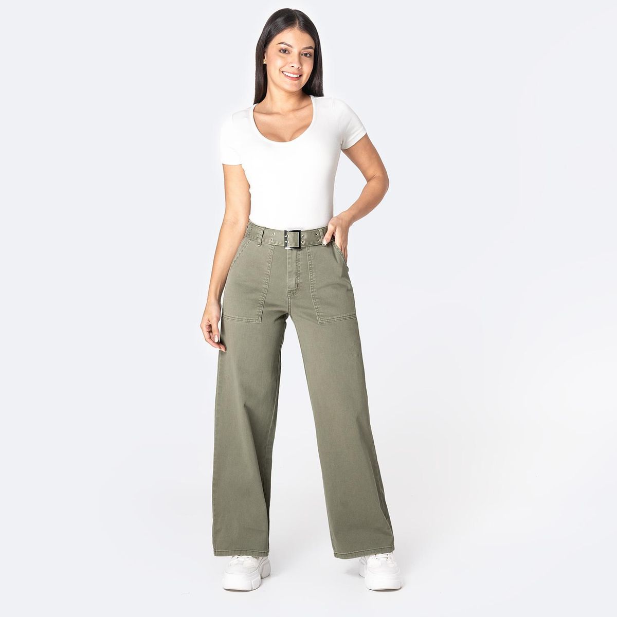 PIONIER - Pantalón Wide Leg Tiro Alto Mujer Pionier