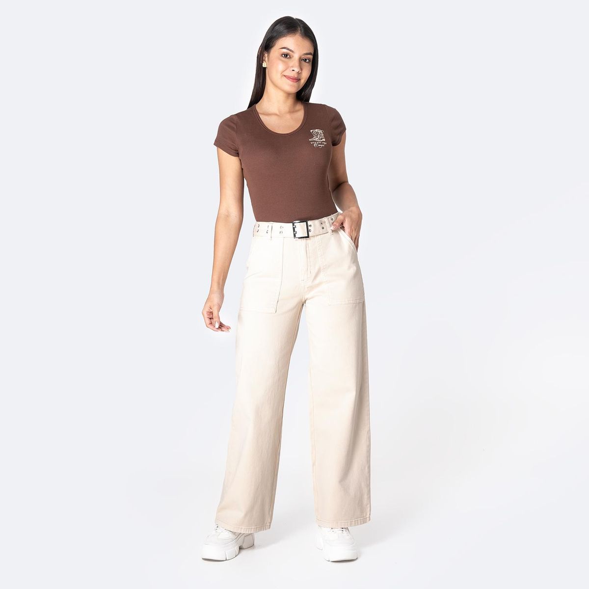 PIONIER - Pantalón Wide Leg Tiro Alto Mujer Pionier