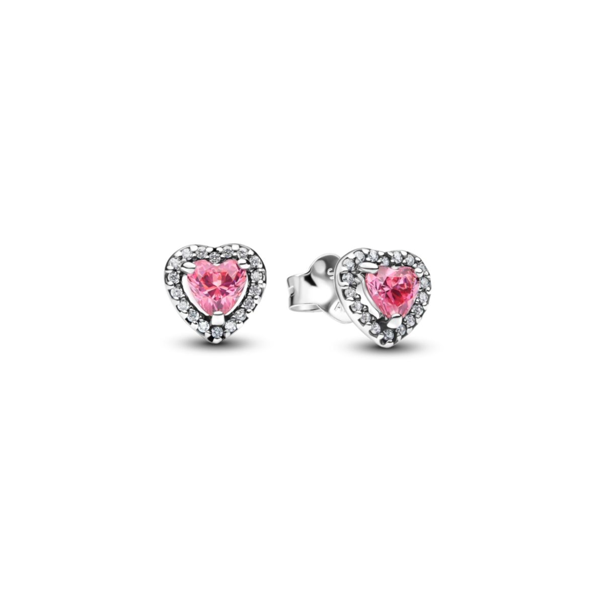PANDORA - Aretes De Botón Corazón Rosa