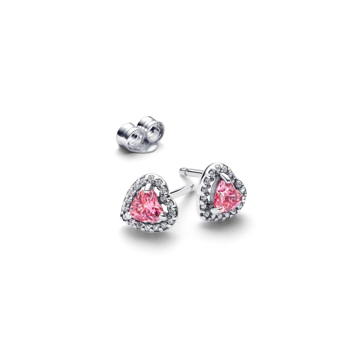 PANDORA - Aretes De Botón Corazón Rosa