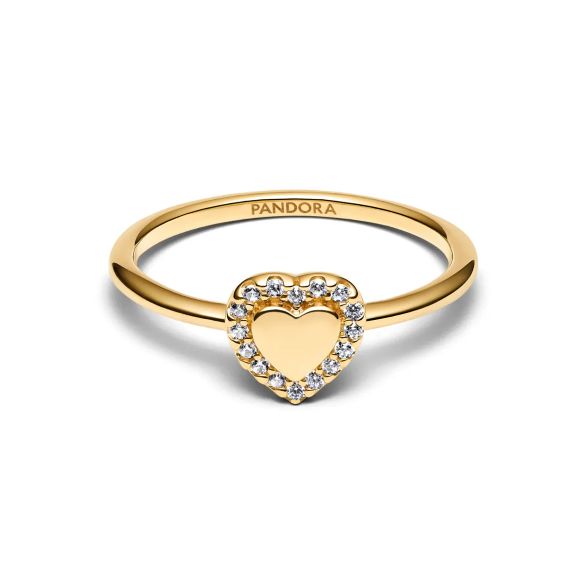 PANDORA - Anillo Halo Y Corazón Grabable