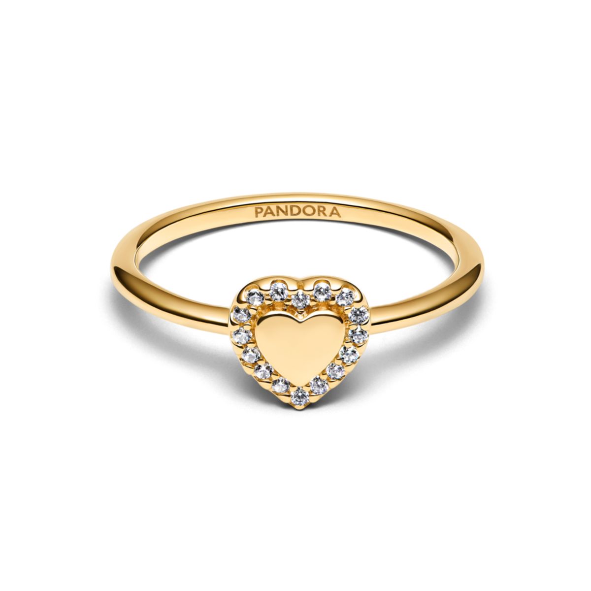 PANDORA - Anillo Halo Y Corazón Grabable