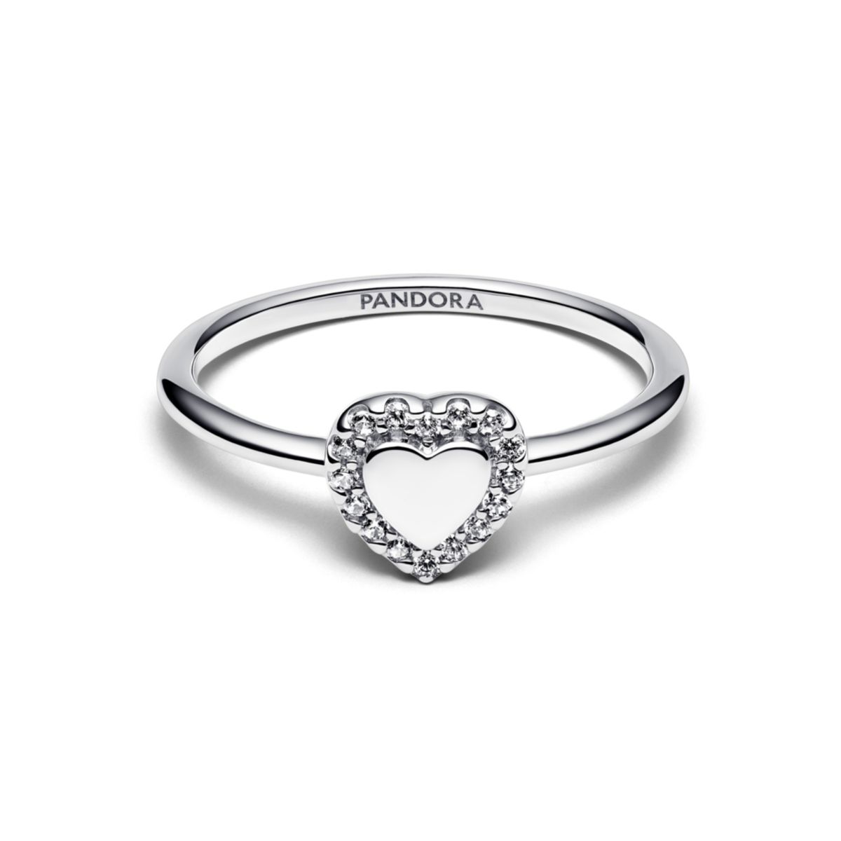 PANDORA - Anillo Halo Y Corazón Grabable