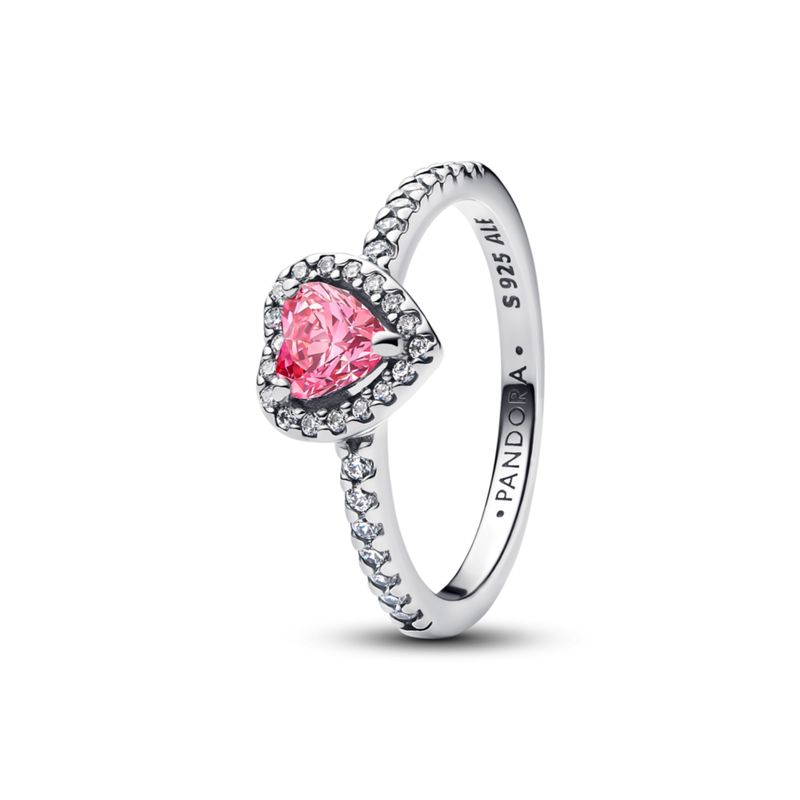 PANDORA - Anillo Corazón Rosa Elevado