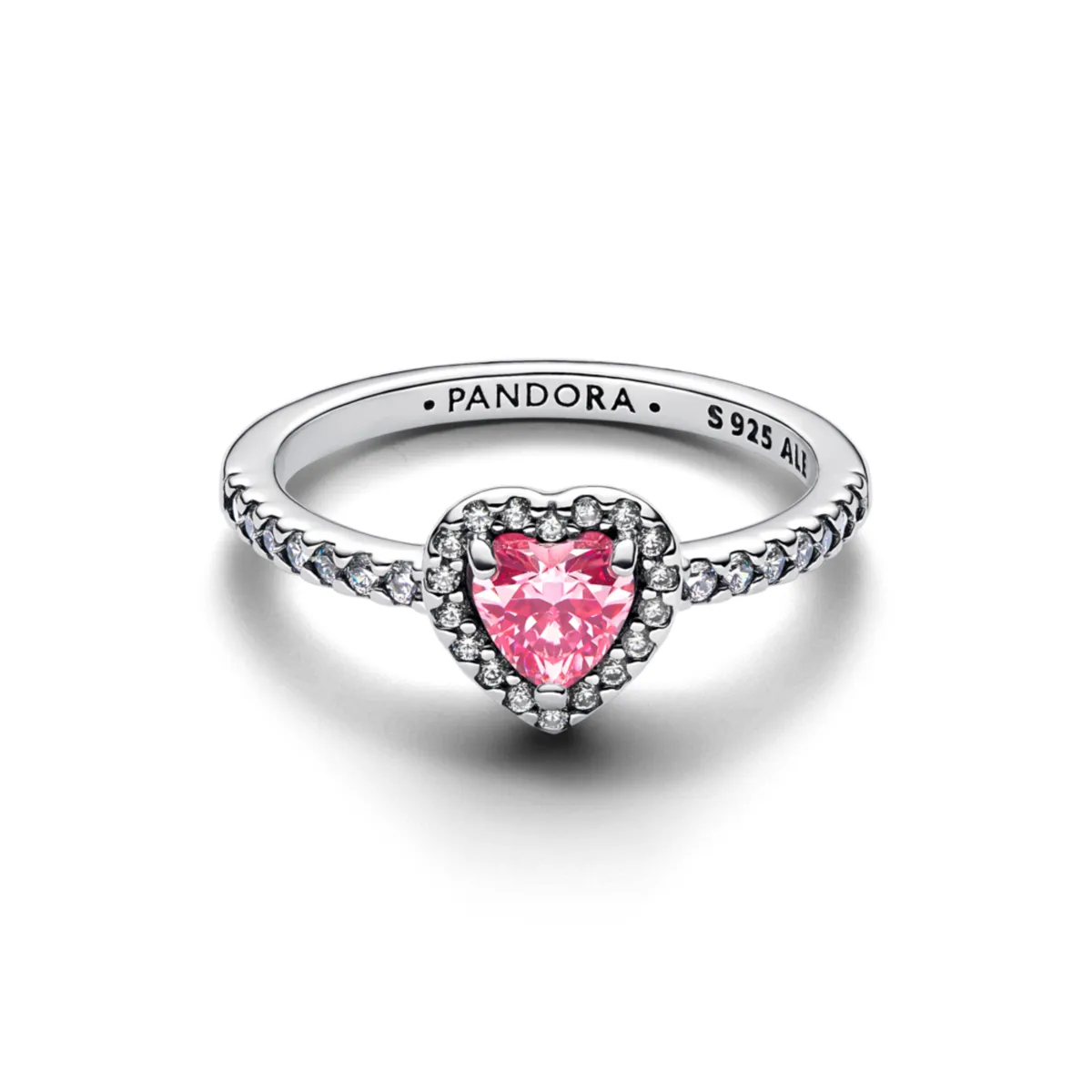 PANDORA - Anillo Corazón Rosa Elevado