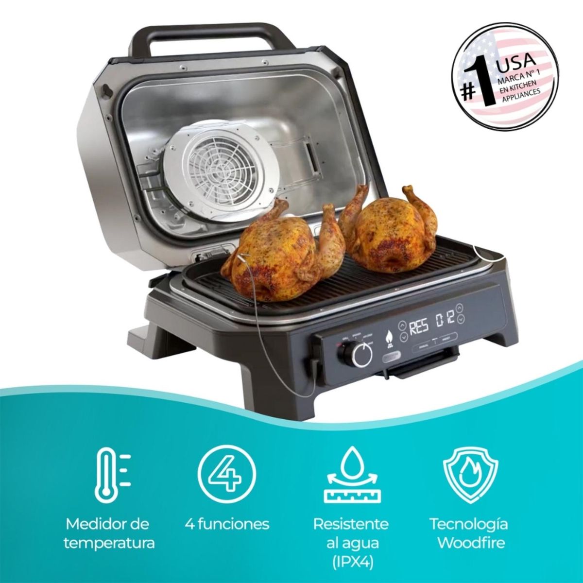 NINJA - Parrilla Eléctrica Con Ahumador Ninja Woodfire Pro Xl