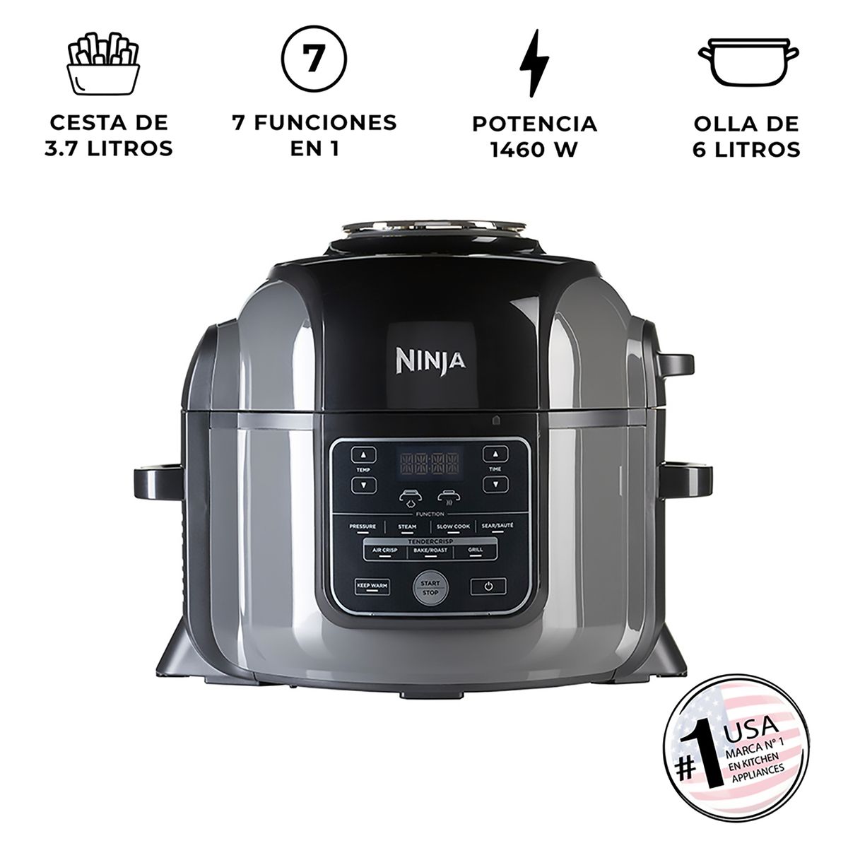 NINJA - Olla Multifuncional  Con Freidora De Aire 7 En 1 6l Ninja 