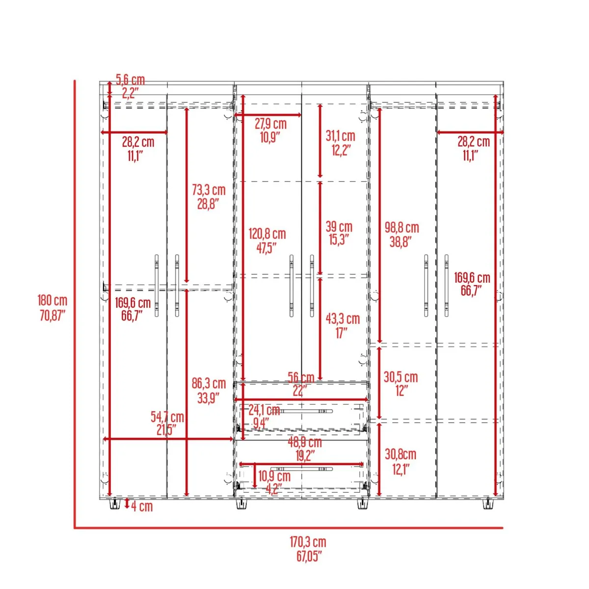 TUHOME - Ropero Golden 6 Puertas