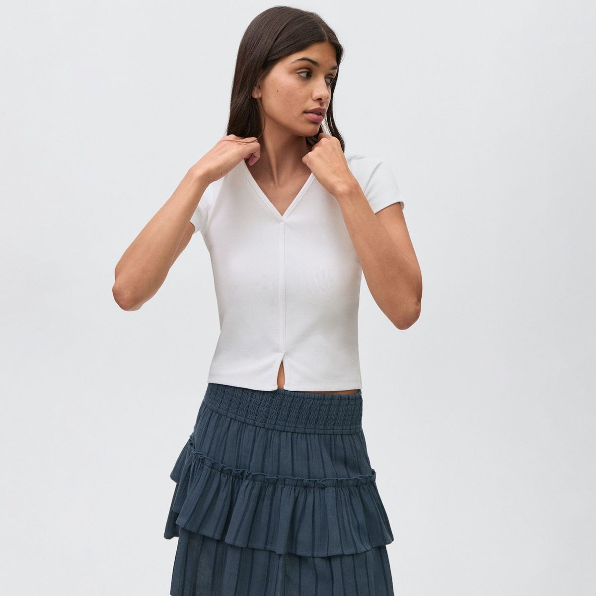 MANGO TEEN - Falda Corta Algodón Mujer Mango Teen