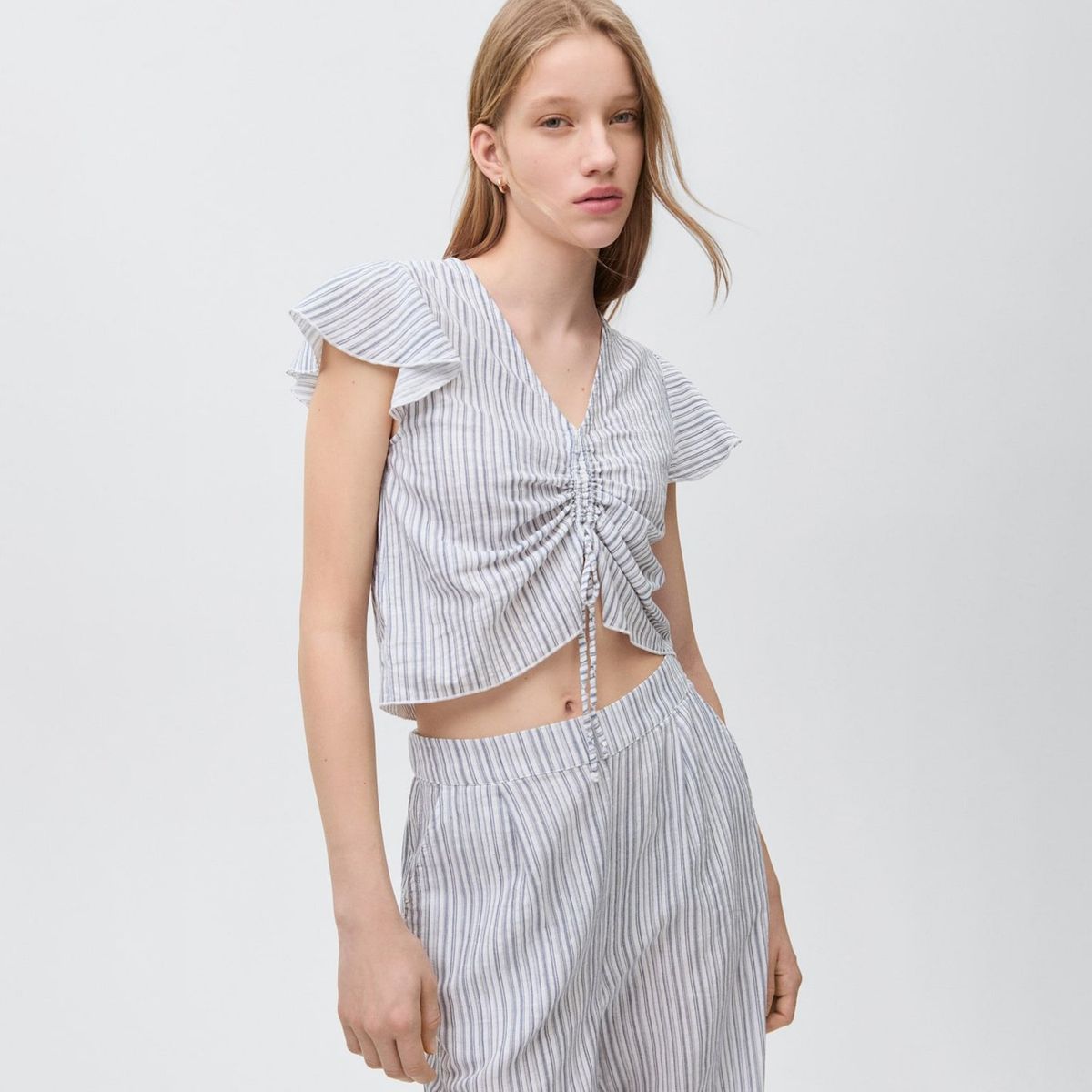 MANGO TEEN - Blusa Manga Corta 100% Algodón Mujer Mango Teen