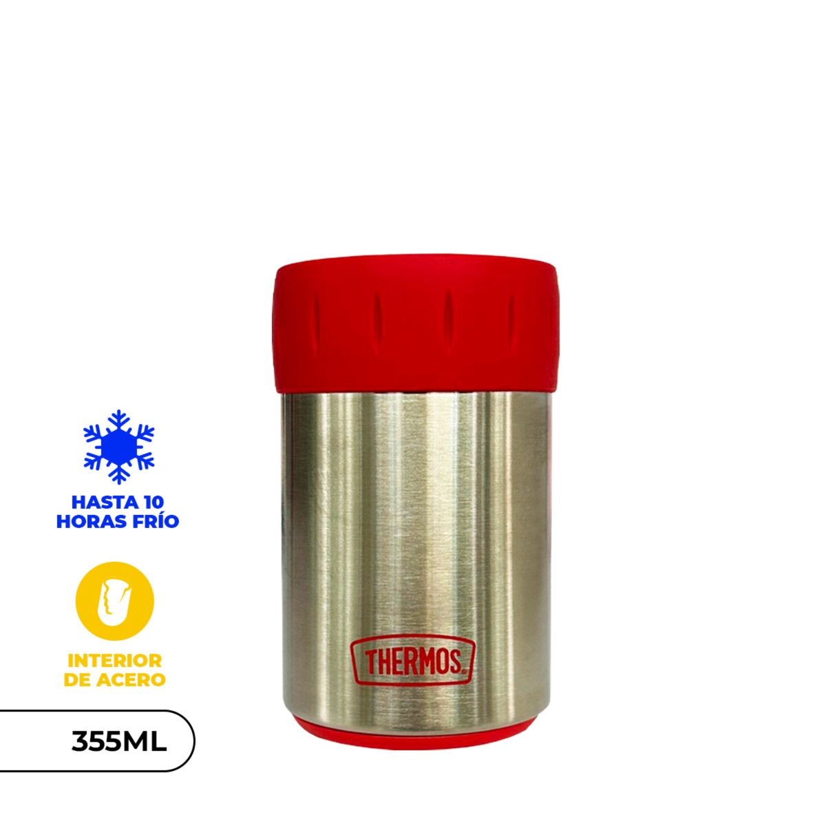 THERMOS - Porta Latas Acero Rojo 355 Ml