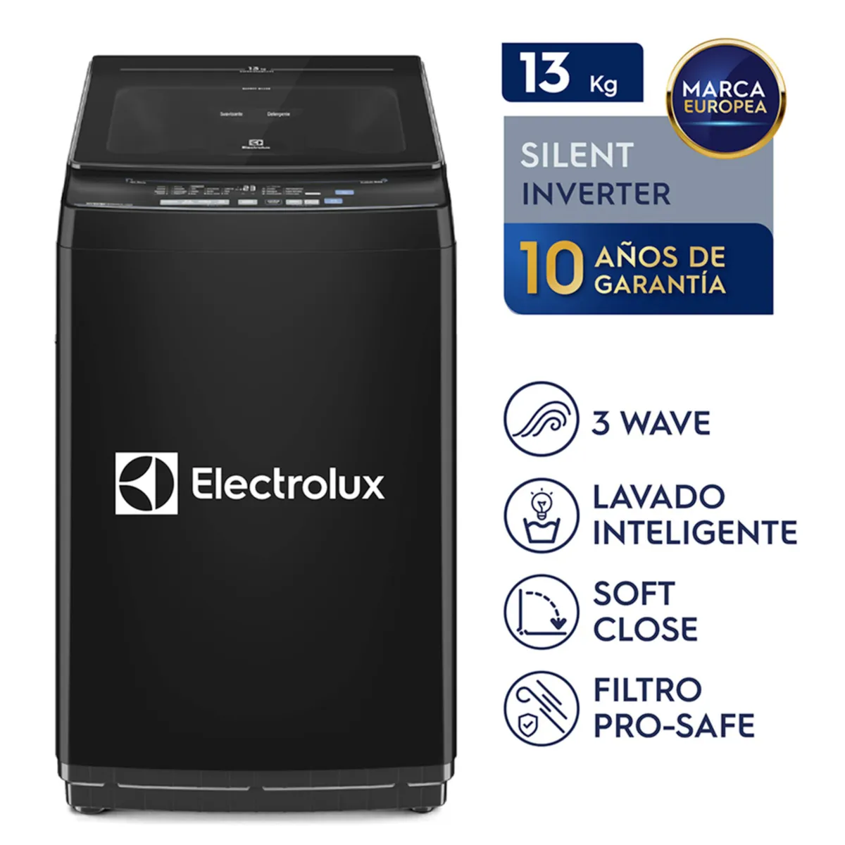 ELECTROLUX - Lavadora Inverter 13kg Negro EWIJ13F2XSYB