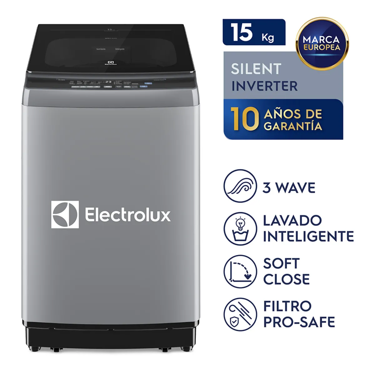 ELECTROLUX - Lavadora Inverter 15kg Gris EWIP15F2XSWG