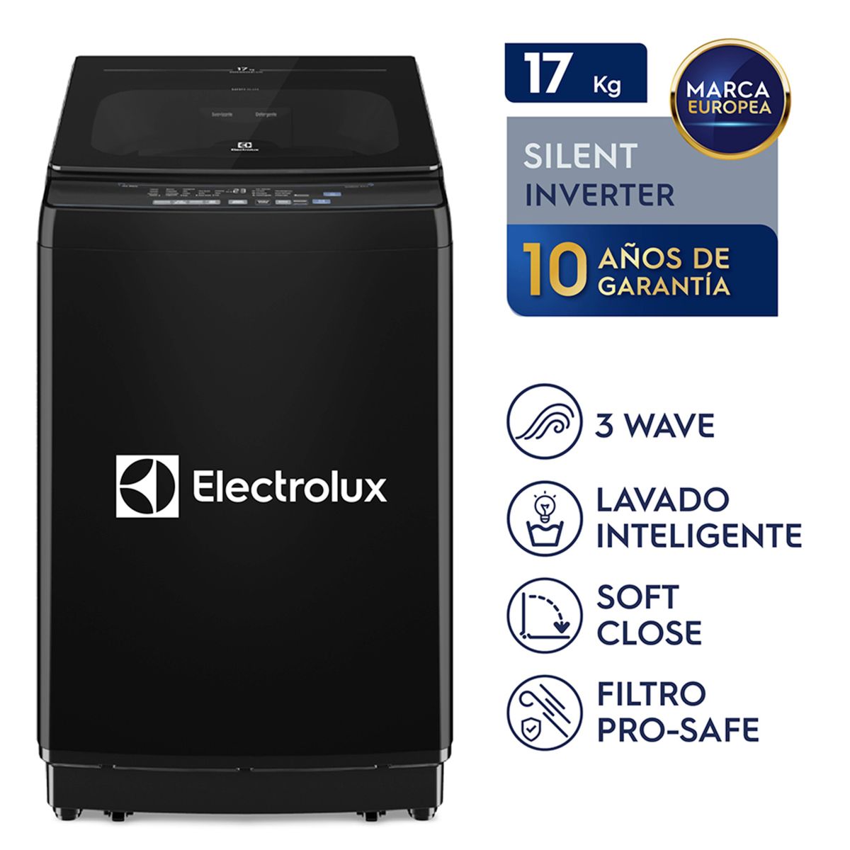 ELECTROLUX - Lavadora Inverter 17kg Negro EWIJ17F2XSYB