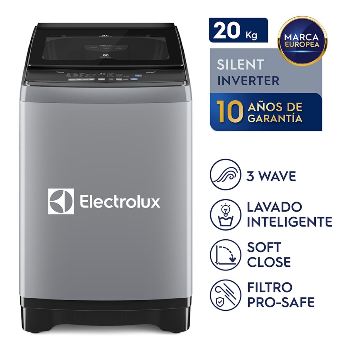 ELECTROLUX - Lavadora Inverter 20kg Gris EWIJ20F2XSYG
