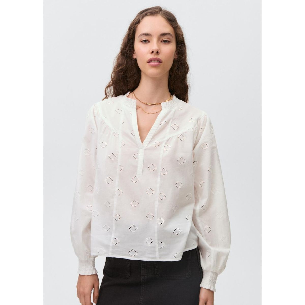 MANGO TEEN - Blusa Manga Larga 100% Algodón Mujer Mango Teen