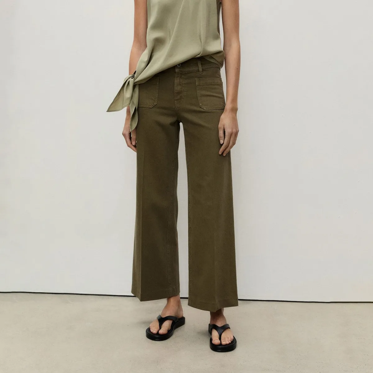 MANGO - Jean Wide Algodón Mujer Mango